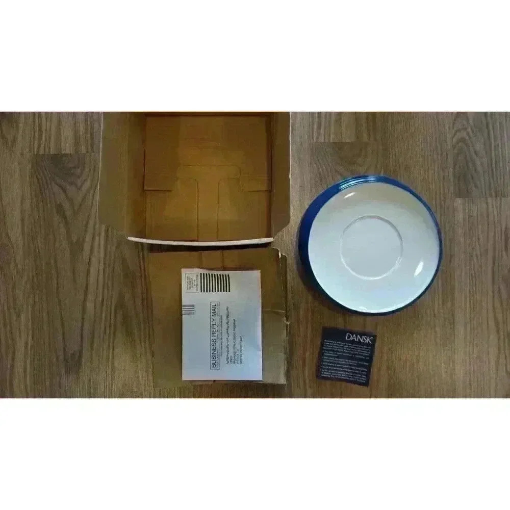 Dansk Kobenstyle Set Of 4 Saucer Plates 8.5" Blue & White New In Box - Picture 8 of 15